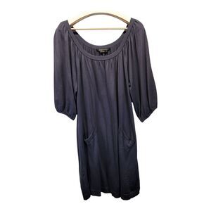 BCBGMAXAZRIA Scoop Neck Bubble Sleeve Silk Knit Tunic Dress Lagenlook MEDIUM